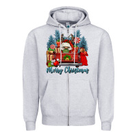 Heather Grey merry christmas gnomes truck Zipper Hoodie - FaDigitalArtStudio