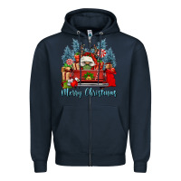 Navy merry christmas gnomes truck Zipper Hoodie - FaDigitalArtStudio