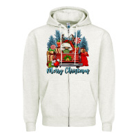 Oatmeal Heather merry christmas gnomes truck Zipper Hoodie - FaDigitalArtStudio