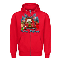 Red merry christmas gnomes truck Zipper Hoodie - FaDigitalArtStudio