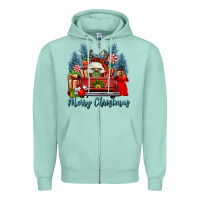 Seafoam merry christmas gnomes truck Zipper Hoodie - FaDigitalArtStudio