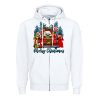 White merry christmas gnomes truck Zipper Hoodie - FaDigitalArtStudio