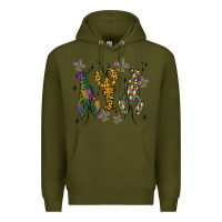 Army Green mardi gras crawfish Premium Hoodie - MaliasSmallBusiness