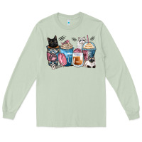 Matcha cat coffee cups Long Sleeve Tee - Zillion Design Studio
