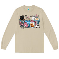 Mushroom cat coffee cups Long Sleeve Tee - Zillion Design Studio