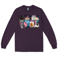 Plum cat coffee cups Long Sleeve Tee - Zillion Design Studio