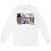 White cat coffee cups Long Sleeve Tee - Zillion Design Studio