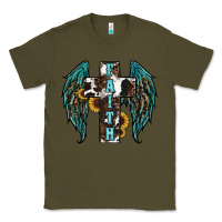 Army Green western wings cross Classic Tee - RanaPortraitStore
