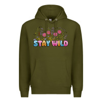 Army Green stay wild Premium Hoodie - MaliasSmallBusiness