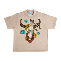 French Oak western cow skull Urban Heavy Tee - texasbilliewilder