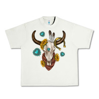 Pistachio western cow skull Urban Heavy Tee - texasbilliewilder