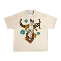 Sandshell western cow skull Urban Heavy Tee - texasbilliewilder