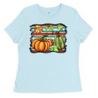 Baby Blue fall pumpkin  background Ladies Tee - BarkalooDesign