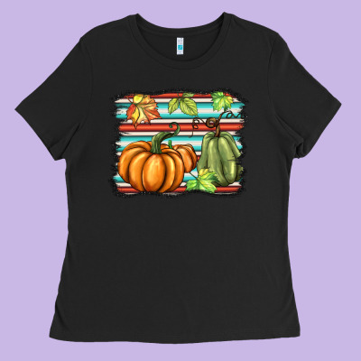 Fall Pumpkin  Background Ladies Tee Designed By Barkaloodesign