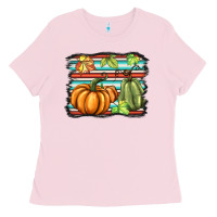 Bubblegum Pink fall pumpkin  background Ladies Tee - BarkalooDesign