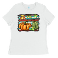 White fall pumpkin  background Ladies Tee - BarkalooDesign