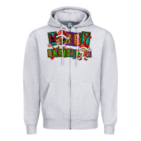 Heather Grey merry christmas gnomies Zipper Hoodie - FaDigitalArtStudio