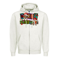 Oatmeal Heather merry christmas gnomies Zipper Hoodie - FaDigitalArtStudio