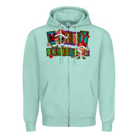 Seafoam merry christmas gnomies Zipper Hoodie - FaDigitalArtStudio