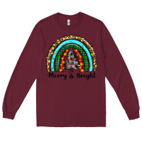 Burgundy merry and bright rainbow christmas Long Sleeve Tee - RanaPortraitStore