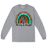 Heather Grey merry and bright rainbow christmas Long Sleeve Tee - RanaPortraitStore