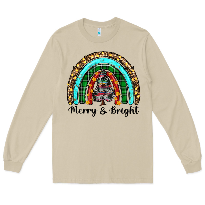 Merry And Bright Rainbow Christmas Long Sleeve Tee by RanaPortraitStore | Teevron
