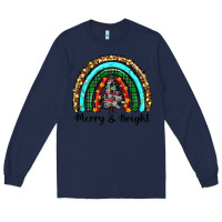 Navy merry and bright rainbow christmas Long Sleeve Tee - RanaPortraitStore