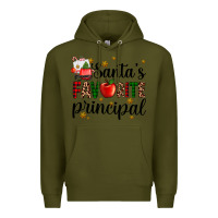 Army Green santa's favorite principal Premium Hoodie - AdoDesignShop