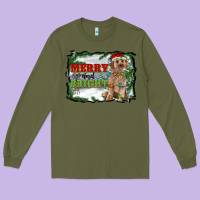 Merry And Bright Cockapoo Long Sleeve Tee Designed By Ranaportraitstore