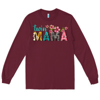 Burgundy twin mama with flowers Long Sleeve Tee - texasbilliewilder