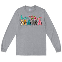 Heather Grey twin mama with flowers Long Sleeve Tee - texasbilliewilder