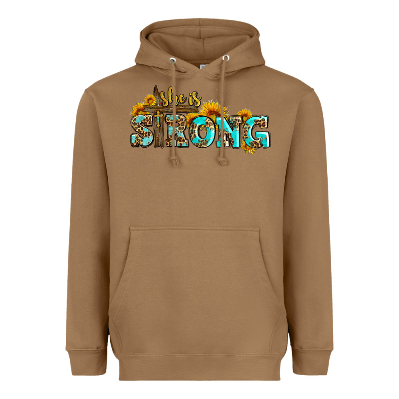 She Is Strong With Cross Heavyweight Hoodie by AdoDesignShop | Teevron