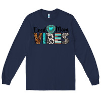Navy tired mom vibes Long Sleeve Tee - texasbilliewilder