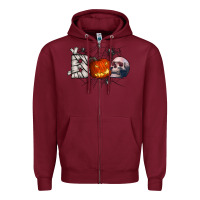Burgundy boo Zipper Hoodie - CowhideDigitalArt
