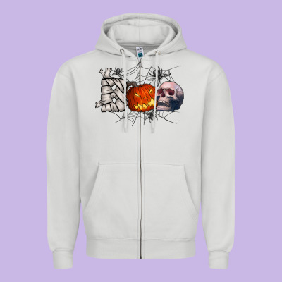 Boo Zipper Hoodie Designed By Cowhidedigitalart