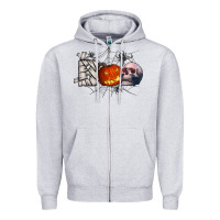 Heather Grey boo Zipper Hoodie - CowhideDigitalArt
