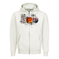 Oatmeal Heather boo Zipper Hoodie - CowhideDigitalArt