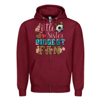 Burgundy little sister biggest fan soccer Zipper Hoodie - HRA Design Shop