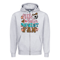 Heather Grey little sister biggest fan soccer Zipper Hoodie - HRA Design Shop