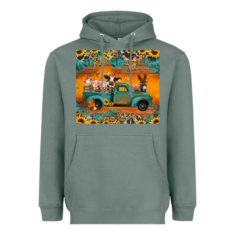 Farm Animals Truck Heavyweight Hoodie by Jasminsmagicworld | Teevron