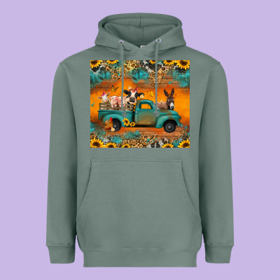 Farm Animals Truck Heavyweight Hoodie Designed By Jasminsmagicworld
