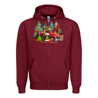 Burgundy merry christmas truck afro gnomies Zipper Hoodie - FaDigitalArtStudio