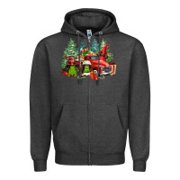 Charcoal Heather merry christmas truck afro gnomies Zipper Hoodie - FaDigitalArtStudio