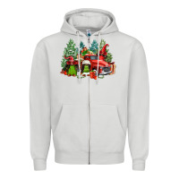 Dove Grey merry christmas truck afro gnomies Zipper Hoodie - FaDigitalArtStudio
