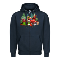 Navy merry christmas truck afro gnomies Zipper Hoodie - FaDigitalArtStudio