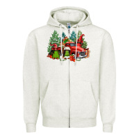 Oatmeal Heather merry christmas truck afro gnomies Zipper Hoodie - FaDigitalArtStudio
