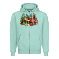 Seafoam merry christmas truck afro gnomies Zipper Hoodie - FaDigitalArtStudio