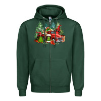 Sports Green merry christmas truck afro gnomies Zipper Hoodie - FaDigitalArtStudio
