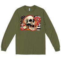 Army Green firefighter skull Long Sleeve Tee - AdoDesignShop