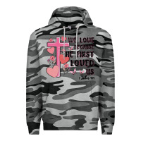 Slate Camo we love because he first loved us Premium Hoodie - MaliasSmallBusiness